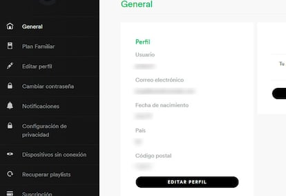 Una vez que hemos entrado en la configuración de Spotify, debemos dirigirnos a la configuración de privacidad, en la parte izquierda del menú. Dentro de esta opción podremos controlar todos los aspectos que tienen que ver respecto de nuestros datos e información privada, y cómo es tratada.