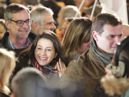 In&eacute;s Arrimadas en el acto de final de campa&ntilde;a, este martes.