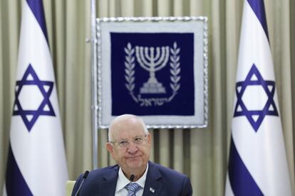 El presidente de Israel, Reuven Rivlin, el lunes en un acto en Jerusalén.