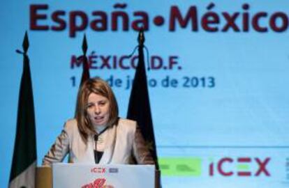 La consejera delegada del Instituto Español de Comercio Exterior (ICEX) María del Coriseo González-Izquierdo, habla hoy, lunes 1 de julio de 2013, durante la inauguración del foro de inversiones y cooperación empresarial España-México en Ciudad de México.