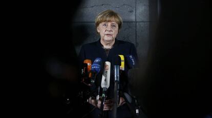 Angela Merkel, este jueves en Berlín.