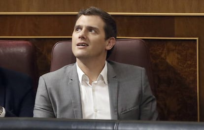 Albert Rivera, durante el Pleno del Congreso de los Diputados, hoy.