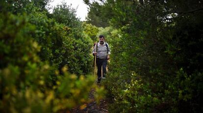 Carlos Gil camina por una etapa del camino entre Lisboa y Fátima, en Portugal.