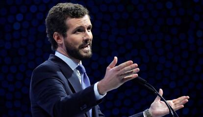 El líder del PP, Pablo Casado, en Zagreb (Croacia), el pasado 21 de noviembre.