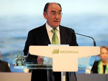 El presidente de Iberdrola, Ignacio Sánchez Galán, este viernes durante la Junta de Accionistas de la compañía eléctrica. 