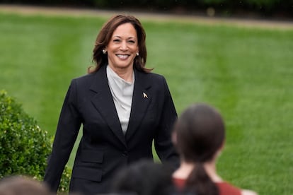 Kamala Harris, este lunes a su llegada a La Casa Blanca.