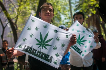 Manifestación a favor de la legalización de la marihuana en México.