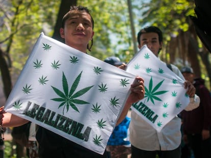 Manifestación a favor de la legalización de la marihuana en México.