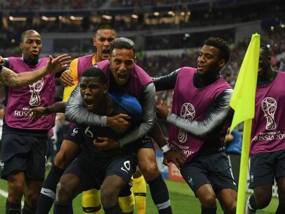 Paul Pogba celebra su gol con el equipo en la final del Mundial. 