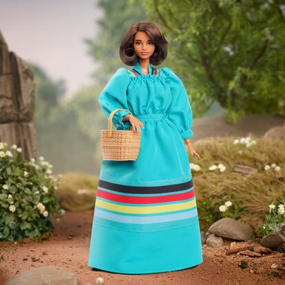 This photo provided by Mattel shows a Barbie doll of Wilma Mankiller.