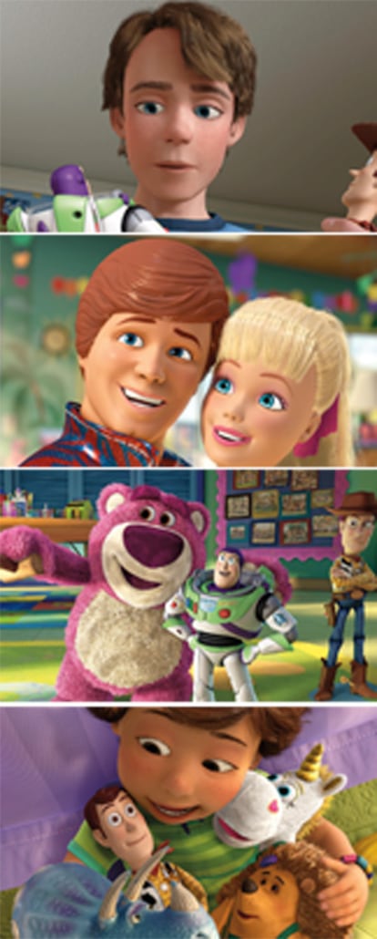 Cuatro momentos de 'Toy story 3'.