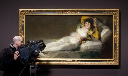 Inauguración de la exposición sobre Goya que se pudo ver en Caixaforum de Barcelona en 2012.