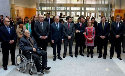 Un momento del acto de homenaje tributado a Lidón en el Palacio de Justicia de Bilbao.