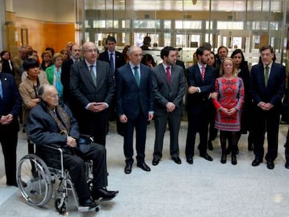 Un momento del acto de homenaje tributado a Lidón en el Palacio de Justicia de Bilbao.