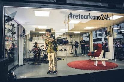 Arkano, hace dos semanas en Madrid, cuando batió el récord del mundo de 'freestyle'.