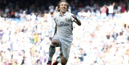 Modric celebra un gol ante el Osasuna.