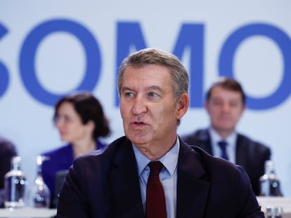 Alberto Núñez Feijóo, durante la reunión de la Junta Directiva Nacional del PP en Madrid, este lunes.