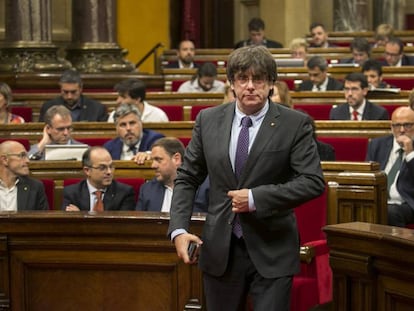 Puigdemont al Parlament, el 7 de setembre.