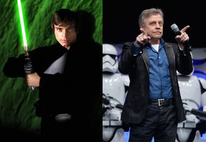 Mark Hamill (1955) y el personaje de Luke es el gran agujero oscuro antes del estreno de 'El despertar de la fuerza'. No se han visto imágenes suyas en ningún tráiler. ¿Por qué? Hamill comenzó su carrera siendo un niño actor. Apareció en series como 'Hospital General' o 'El show de Bill Cosby'. Y fue en la televisión donde adquirió su experiencia entre 1963 y su llegada a 'Star Wars'. Incluso llegó a interpretar al hermano mayor en el episodio piloto de 'Con ocho basta'.<p>Desde la trilogía original, no ha sido habitual ver a Hamill en películas o series. Fue el protagonista de 'La furia del viento' (1989) y actualmente es uno de los villanos de 'Flash', pero su carrera ha estado centrada como actor de doblaje, especialidad a la que se dedica desde 1977, cuando le puso voz a Sean en 'Los hechiceros de la guerra'. Es famoso por poner la voz del Joker en varias series animadas de 'Batman'. Otras series en las que ha trabajado o continúa trabajando: 'Hora de aventuras', 'Spiderman', 'Transformers', 'Ben 10', 'Robot chicken', 'Scooby Doo', 'Avatar' o 'Jonny Bravo', entre tantas otras.