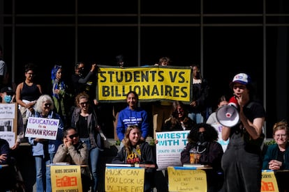 Protesta ante el Departamento de Educación el pasado mes de marzo, en Washington. 