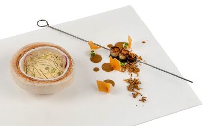 Lienzo de yodados y coco joven del restaurante DiverXo, creación de David Muñoz.