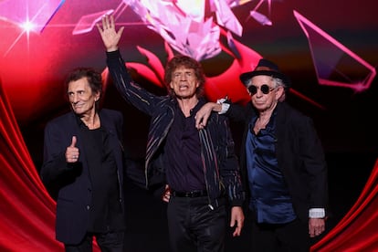 Mick Jagger, Keith Richards and Ronnie Wood, at the presentation of their new album on Wednesday in London.