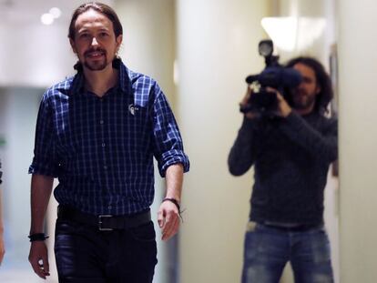 El l&iacute;der de Podemos Pablo Iglesias en el Congreso de los Diputados .
