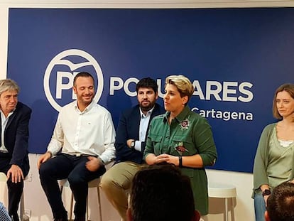 La candidata del PP a la Alcaldía, Noelia Arroyo, en una conferencia en Cartagena.