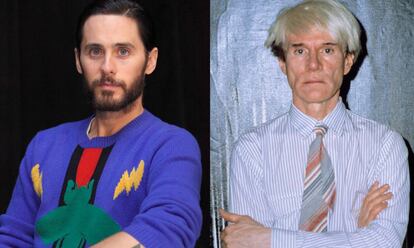 El actor Jared Leto y el artista Andy Warhol.