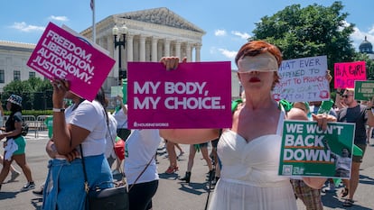 Protesta ante el Tribunal Supremo, en Washington, a finales de junio, por la sentencia que derogó el derecho federal al aborto.