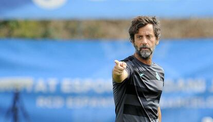 Quique, durante un entrenamiento del Espanyol. JUAN BARBOSA