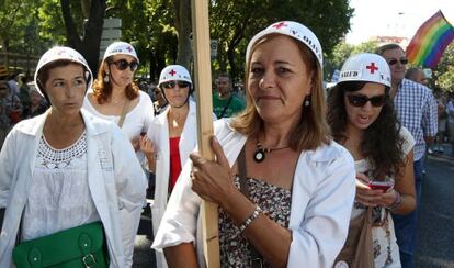 Protesta contra la privatización y los recortes en sanidad en 2013.