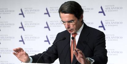 Aznar, este jueves, en Madrid.