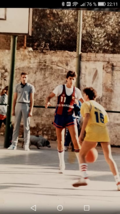 Ricardo Navarro, a finales de los ochenta, con el Barça.