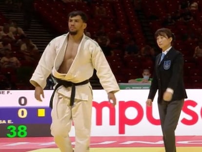 O judoca Fethi Nourine durante um combate, em uma imagem de arquivo.