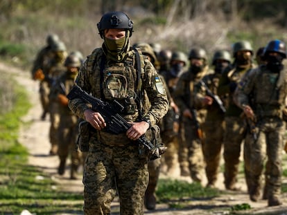Siberian Battalion soldiers in an undisclosed location in Ukraine; April 2024.