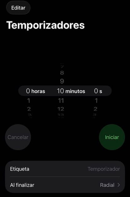 Temporizador del iPhone