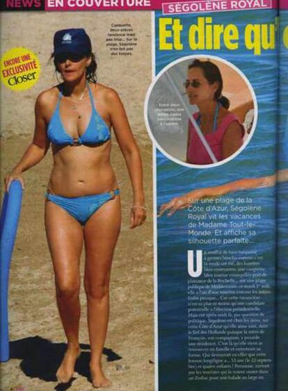 Imagen <i>robada</i> de Ségolène Royal en la Costa Azul este verano publicada en <i>Closer</i>.