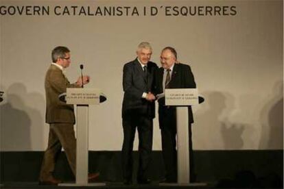 Pasqual Maragall y Josep Lluís Carod Rovira, en un acto público.