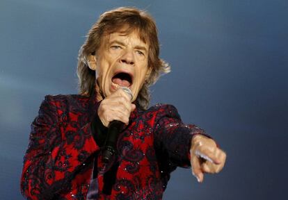 Mick Jagger, cantando en el Foro Sol en Mexico el pasado marzo.