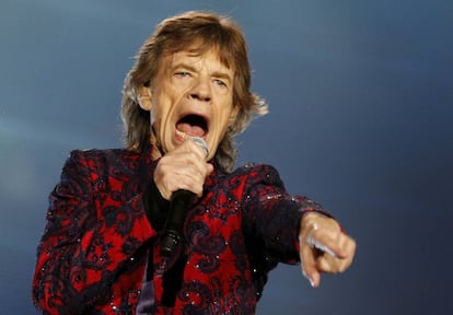 Mick Jagger, cantando en el Foro Sol en Mexico el pasado marzo.