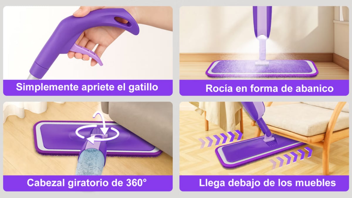 La fregona con pulverizador que permite limpiar el suelo sin cargar con el cubo