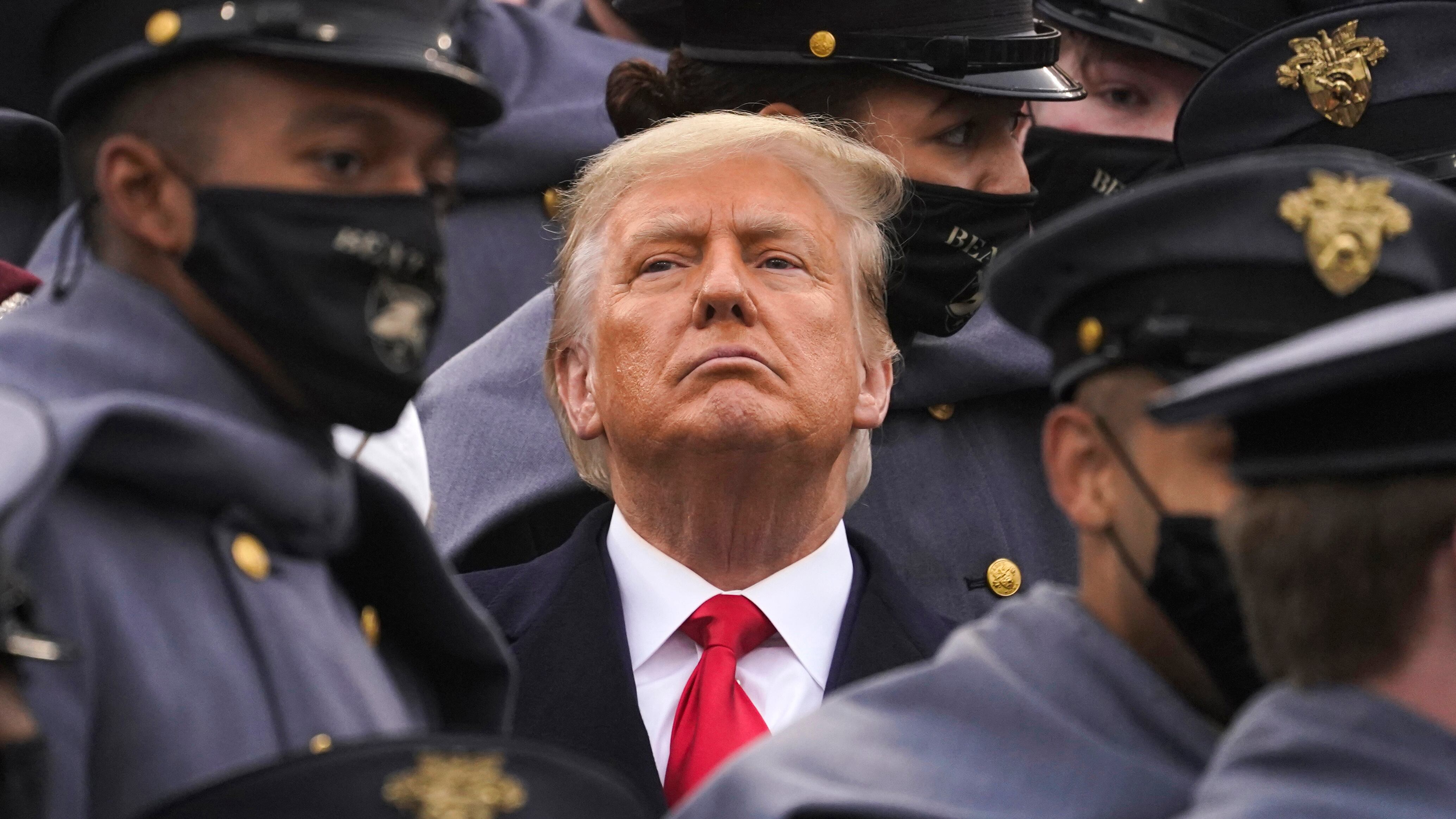 FIlE - Surrounded by Army cadets, President Donald Trump watches the first half of the 121st Army-Navy Football Game in Michie Stadium at the United States Military Academy, Saturday, Dec. 12, 2020, in West Point, N.Y. (AP Photo/Andrew Harnik, File)
Associated Press/LaPresse
EDITORIAL USE ONLY/ONLY ITALY AND SPAIN