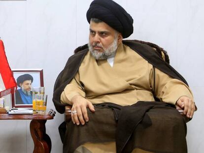 El clérigo Al Sadr, en en Nayaf, este viernes. 