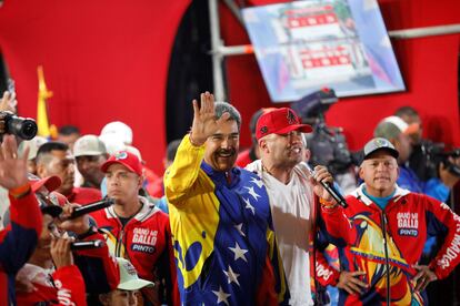 Nicolás Maduro celebra los resultados de las elecciones en Caracas.