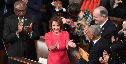 El congreso de EE UU celebra la eleccón de Nancy Pelosi como presidenta.
