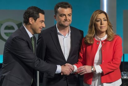 Juan Manuel Moreno Bonilla, Antonio Maíllo y Susana Díaz