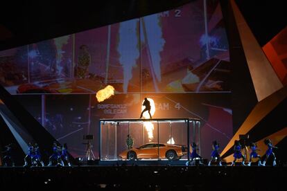 Actuación de Kendrick Lamar durante los Brit Awards en el O2 Arena de Londres, el 21 de febrero de 2018.
