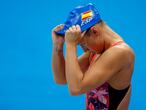 Tokyo (Japan), 22/07/2021.- Mireia Belmonte Garcia of Spain during a training session prior to the start of the Swimming competition held at the Aquatics Center during the Tokyo 2020 Olympic Games in Tokyo, Japan, 22 July 2021. (Japón, España, Tokio) EFE/EPA/Patrick B. Kraemer