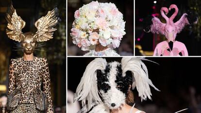 Cuatro máscaras del desfile de Schiaparelli.